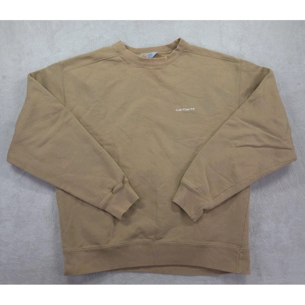Vintage Carhartt Rugged Outdoor Wear Sweatshirt Mens XL Tan Brown Script Logo‎ - Picture 2 of 10